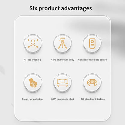 Intelligent AI Face Tracking PTZ Selfie Stick Tripod Anti-shake Foldable Travel Video Live 360 All-round Following Stabilizer