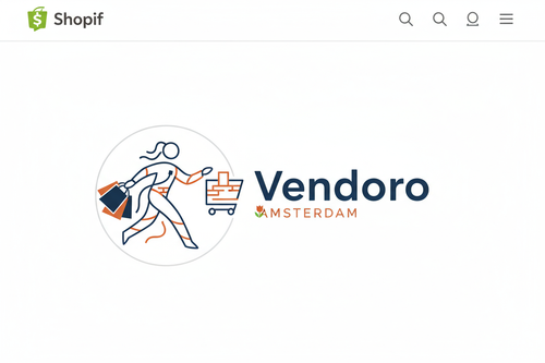 maak voor mij logo met donker blauw kleur met tekst vendoro amsterdam